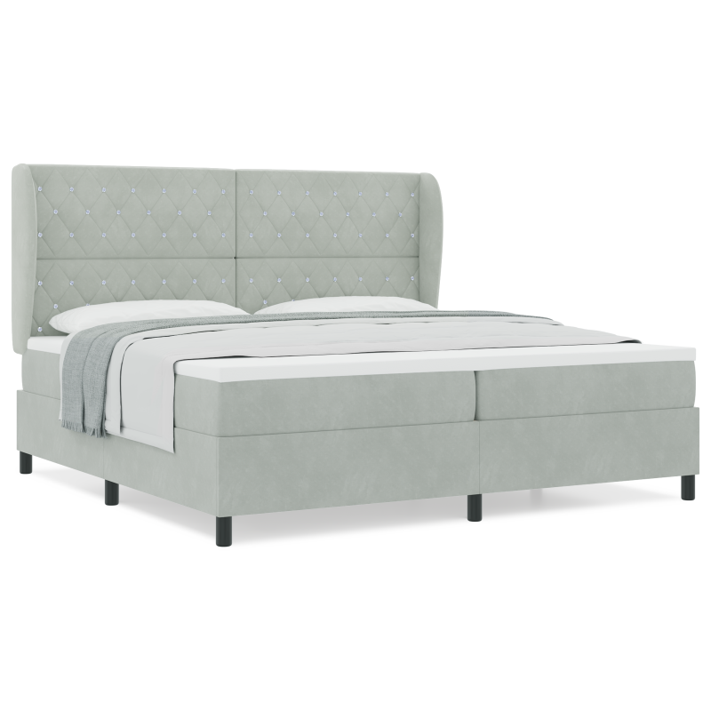 Boxspringbett mit Matratze Hellgrau 200x200 cm Samt