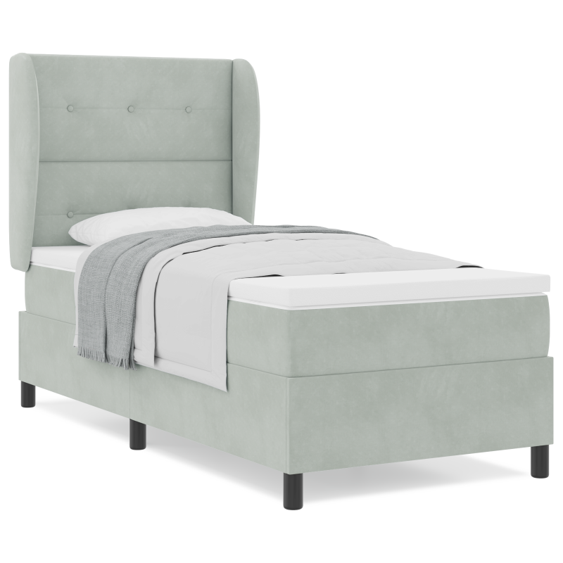 Boxspringbett mit Matratze Hellgrau 80x200 cm Samt