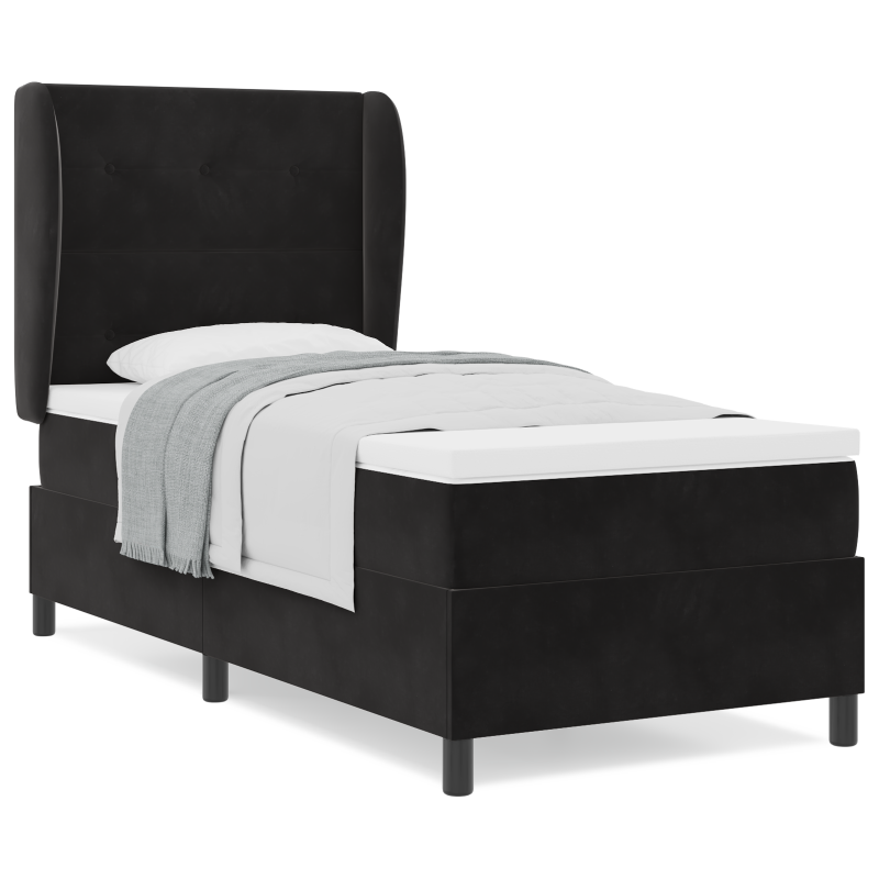 Boxspringbett mit Matratze Schwarz 80x200 cm Samt