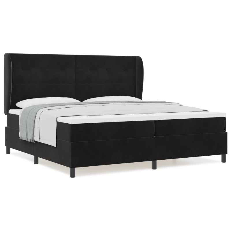 Boxspringbett mit Matratze Schwarz 200x200 cm Velours