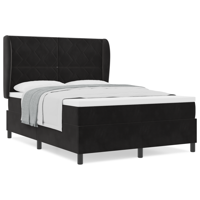 Boxspringbett mit Matratze Schwarz 140x200 cm Samt