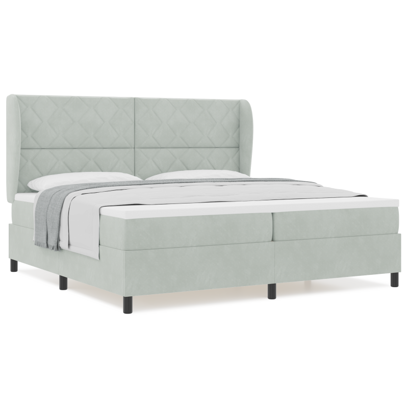 Boxspring-Bett mit Matratze Hellgrau 200x200 cm Samt