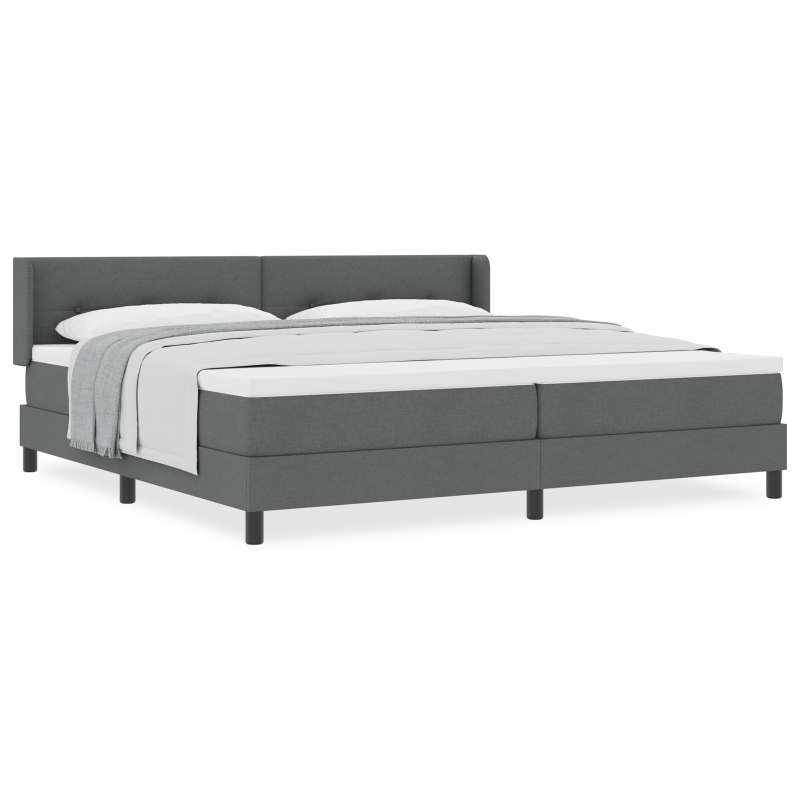 Dunkelgraues Boxspringbett mit Matratze 200x200 cm Stoff