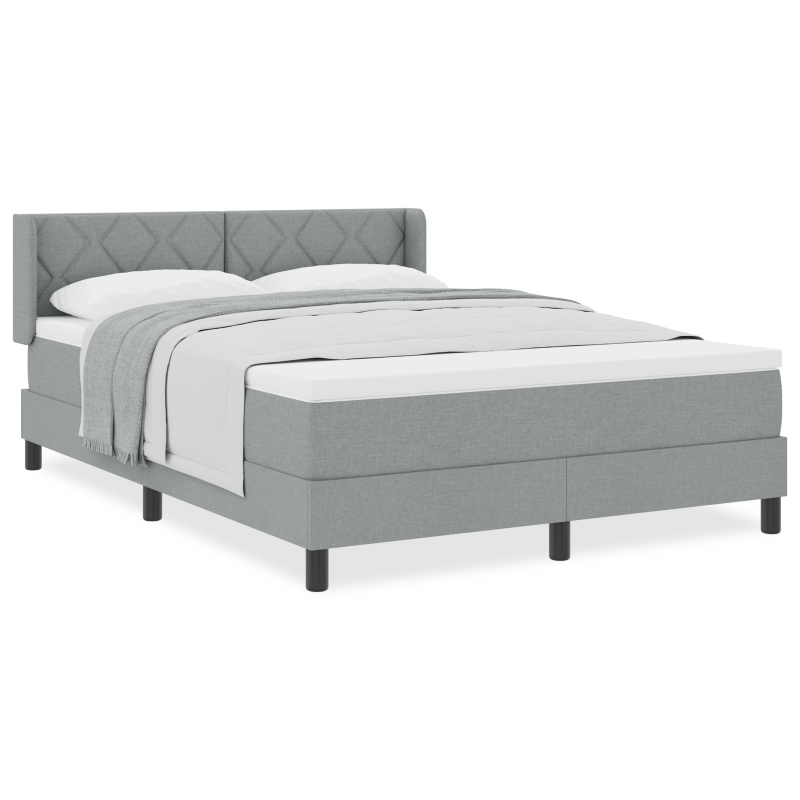 Boxspringbett mit Matratze Hellgrau 140x200 cm Stoff