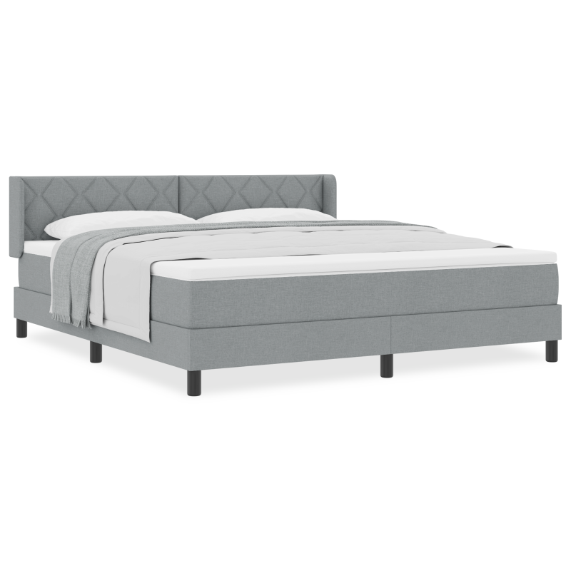 Boxspringbett mit Matratze Hellgrau 180x200 cm Stoff