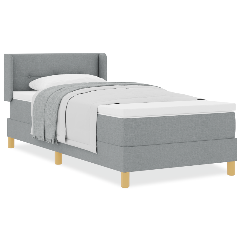 Boxspringbett mit Matratze Hellgrau 90x200 cm Stoff