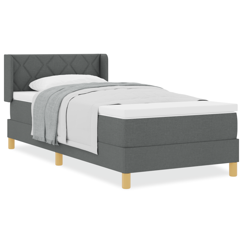 Boxspringbett mit Matratze Dunkelgrau 90x200 cm Stoff