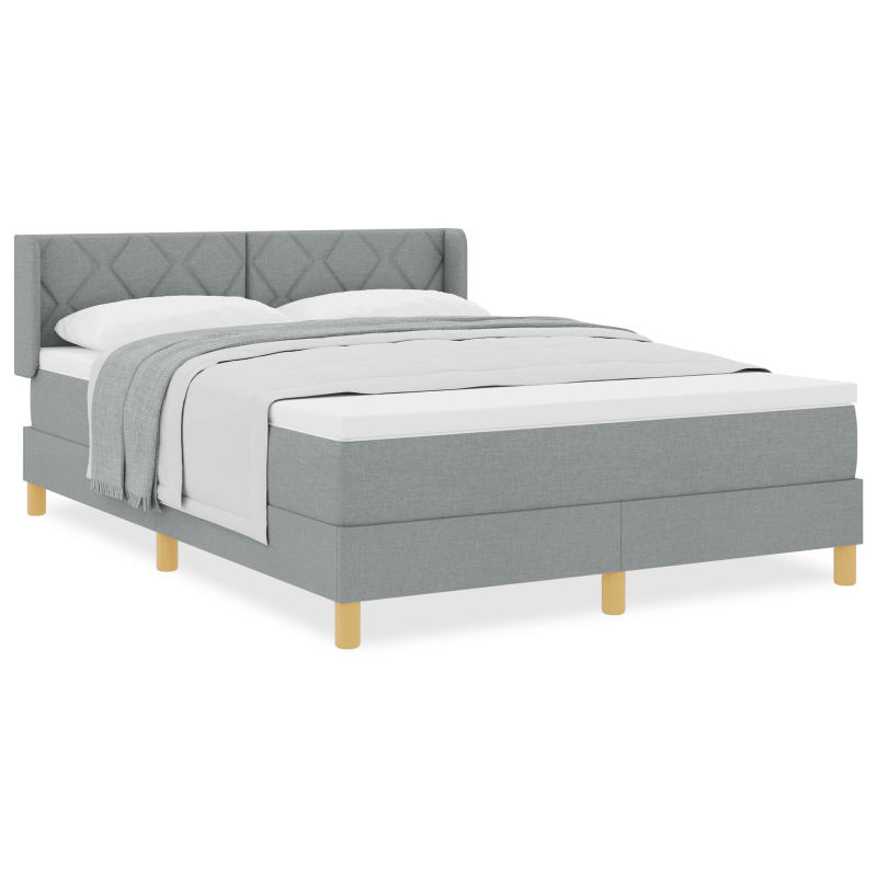 Boxspringbett mit Matratze Hellgrau 140x200 cm Stoff