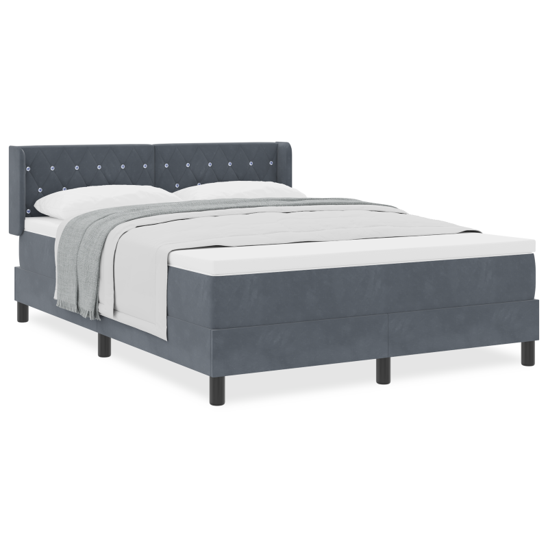 Boxspringbett mit Matratze Dunkelgrau 160x200 cm Samt