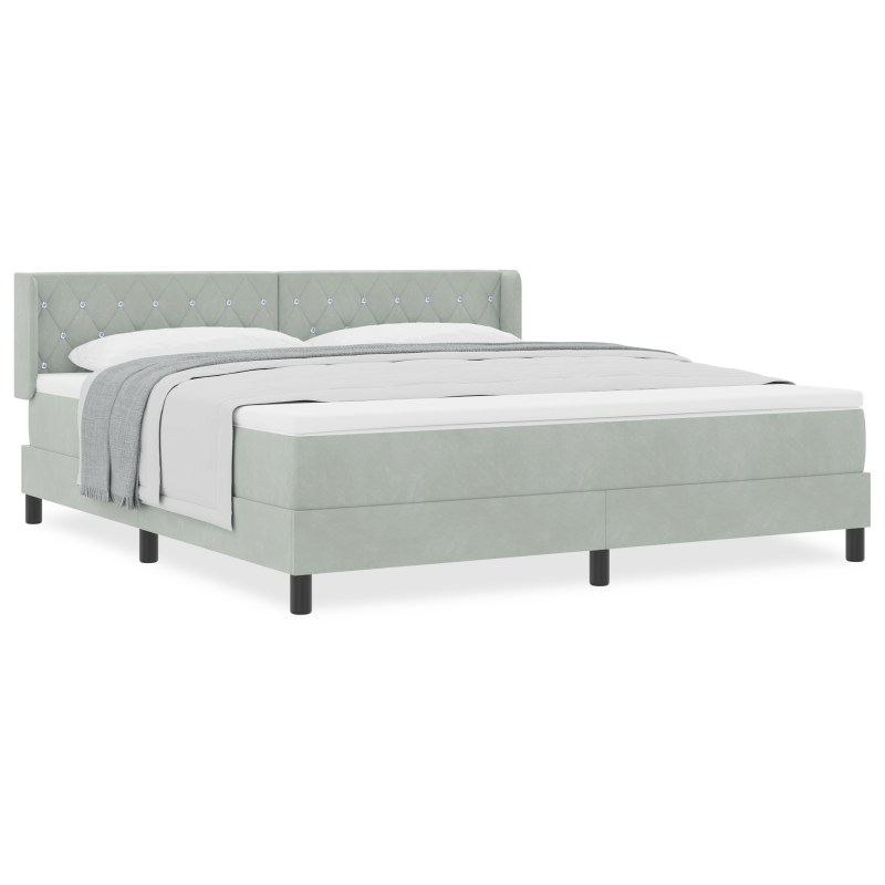 Boxspringbett mit Matratze Hellgrau 180x200 cm Samt