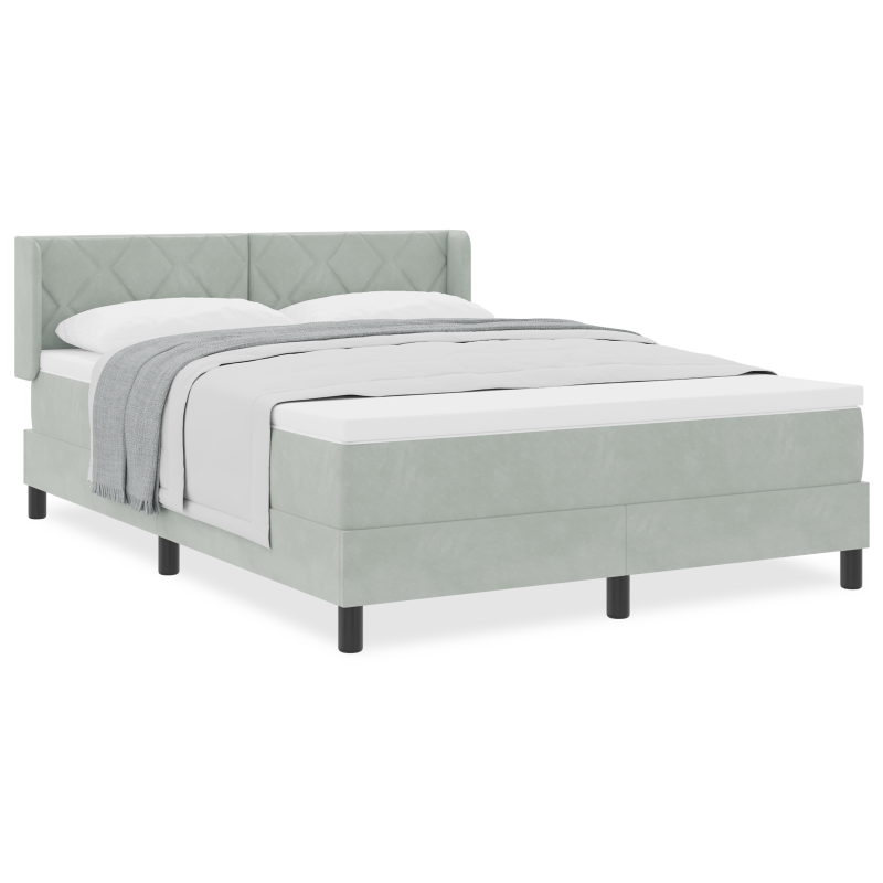 Boxspringbett mit Matratze Hellgrau 140x190 cm Samt