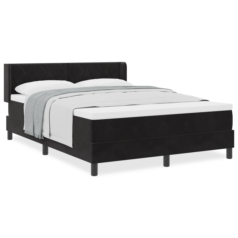 Boxspringbett mit Matratze Schwarz 140x200 cm Samt