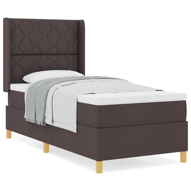Boxspringbett mit Matratze Dunkelbraun 90x200 cm Stoff