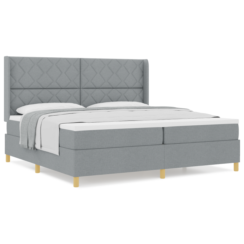 Boxspringbett mit Matratze Hellgrau 200x200 cm Stoff