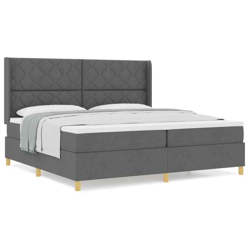 Boxspringbett mit Matratze Dunkelgrau 200x200 cm Stoff