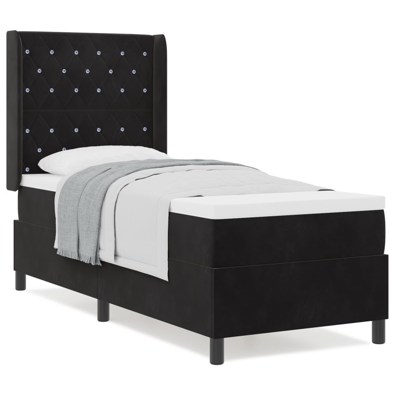 Boxspringbett mit Matratze Schwarz 80x200 cm Samt