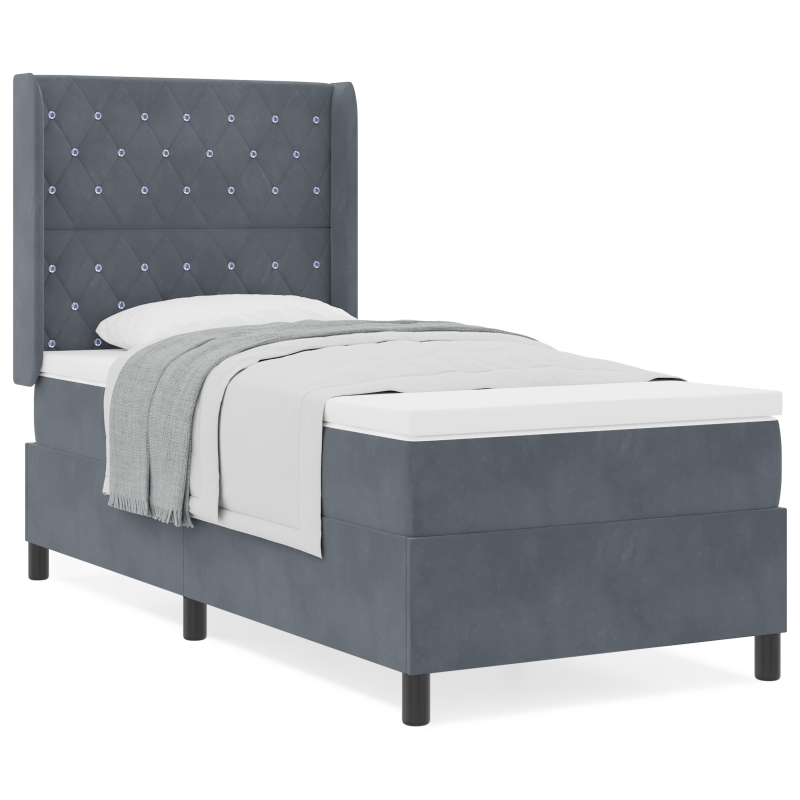Boxspringbett mit Matratze Dunkelgrau 90x200 cm Samt