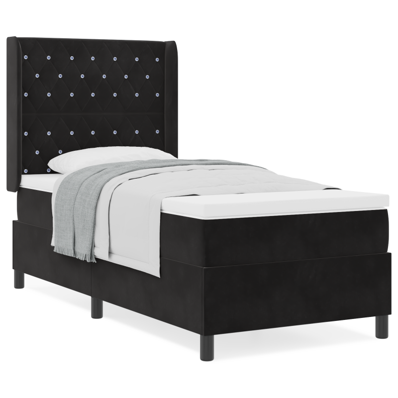 Boxspringbett mit Matratze Schwarz 90x200 cm Samt
