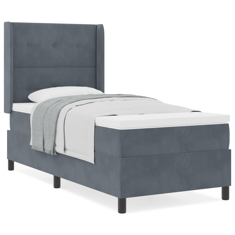 Boxspringbett mit Matratze Dunkelgrau 80x200 cm Samt