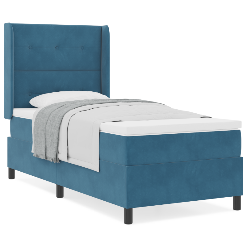 Boxspringbett mit Matratze Dunkelblau 90x200 cm Samt