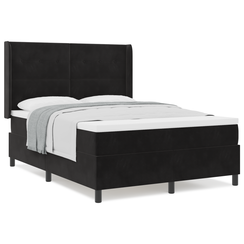 Boxspringbett mit Matratze Schwarz 160x200 cm Samt