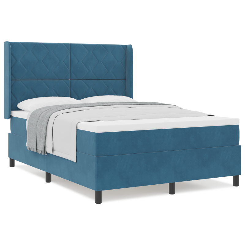 Boxspringbett mit Matratze Dunkelblau 140x190 cm Samt