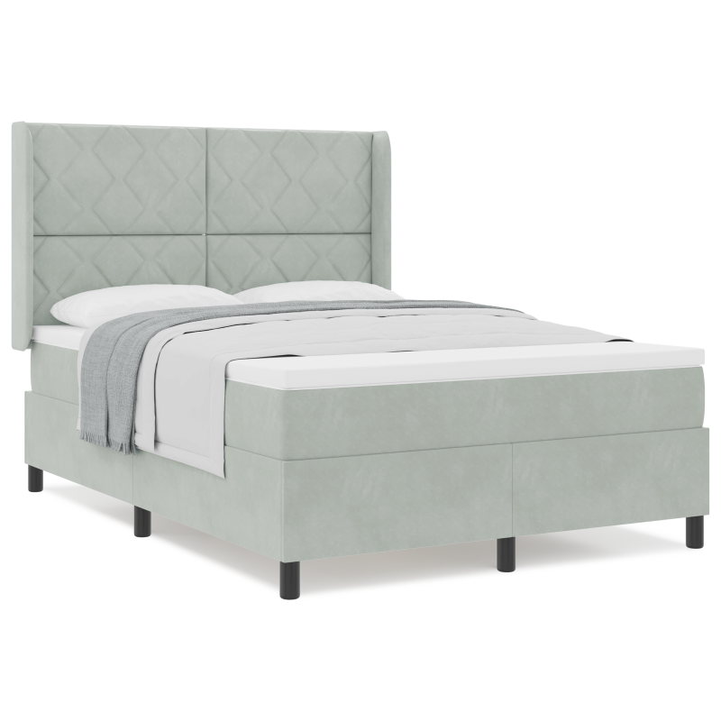 Boxspringbett mit Matratze Hellgrau 160x200 cm Velvet