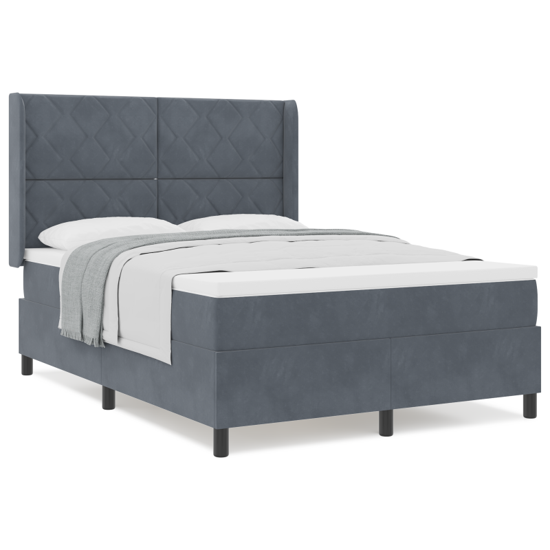 Boxspringbett mit Matratze Dunkelgrau 160x200 cm Samt