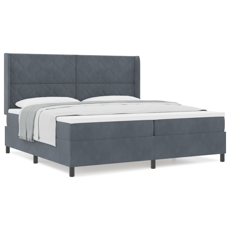 Boxspringbett mit Matratze Dunkelgrau 200x200 cm Samt