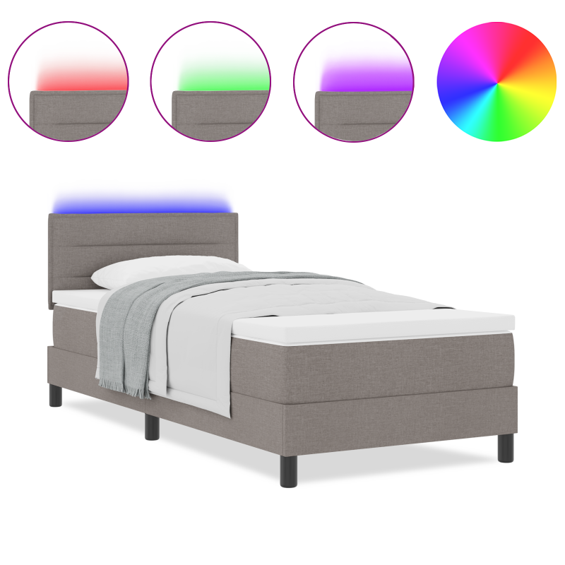 Boxspringbett mit Matratze & LED Taupe 80x200 cm Stoff