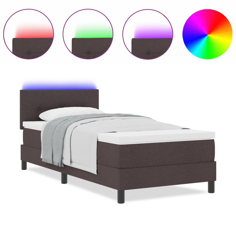 Boxspringbett mit Matratze & LED Dunkelbraun 80x200 cm Stoff