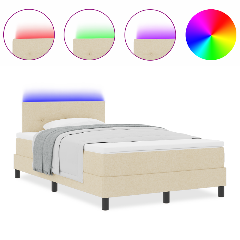 Boxspringbett mit Matratze & LED Creme 120x200 cm Stoff