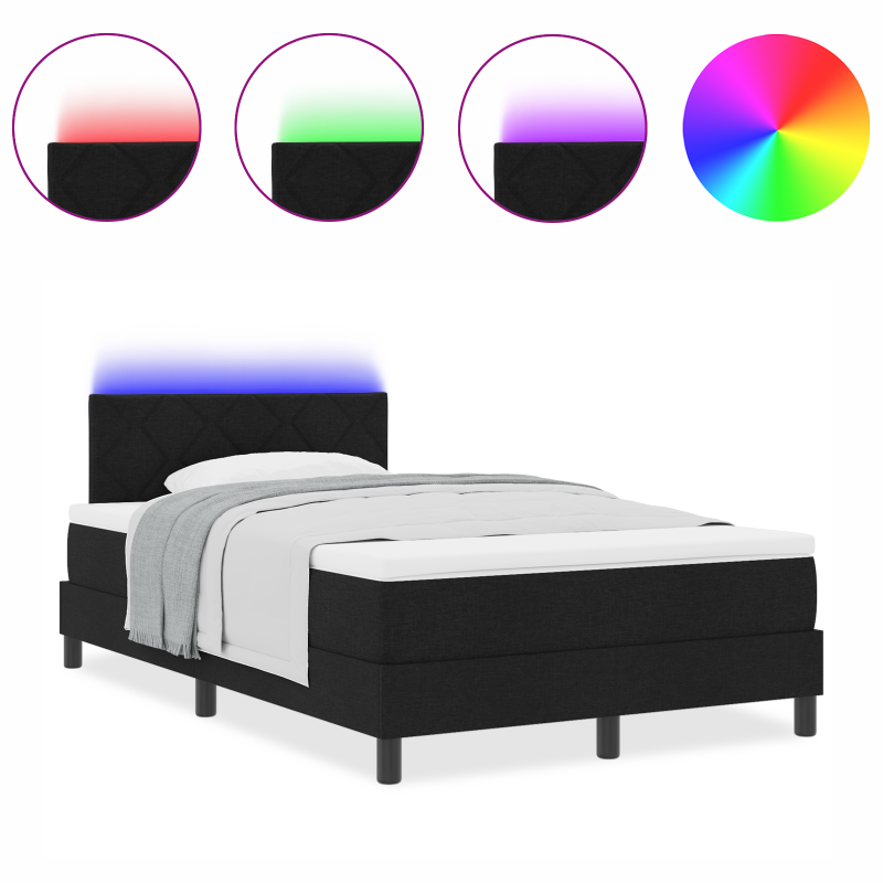 Boxspringbett mit Matratze & LED Schwarz 120x190 cm Stoff