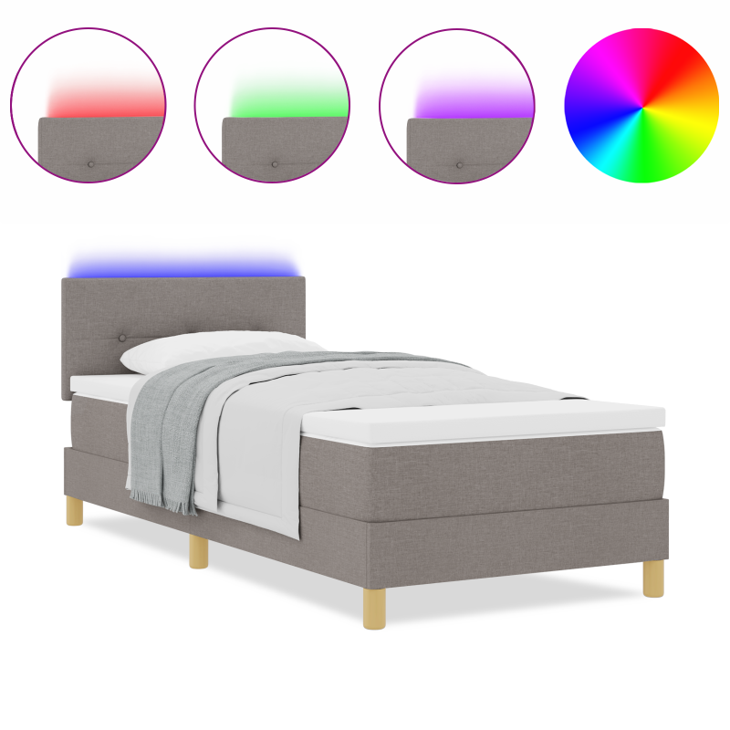 Boxspringbett mit Matratze & LED Taupe 80x200 cm Stoff