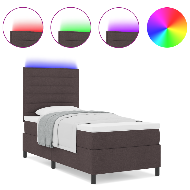 Boxspringbett mit Matratze & LED Dunkelbraun 80x200 cm Stoff