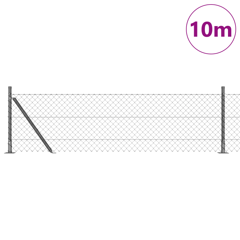 Drahtzaun mit 7 Flanschpfosten 0.4x10 m galvanisierter Stahl