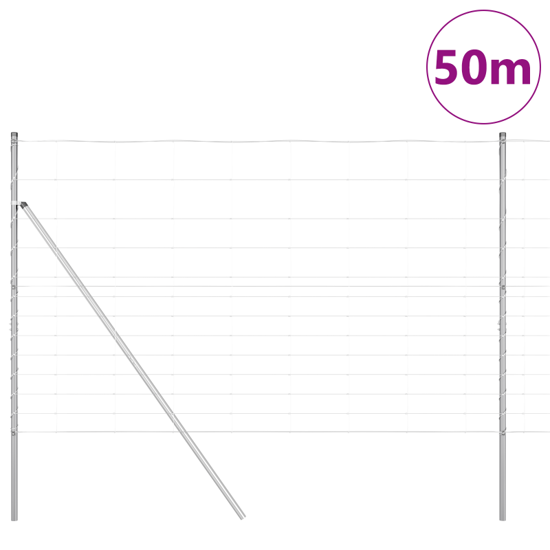Feldzaun 1,5x50 m Feuerverzinkter Stahl