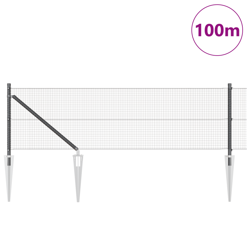 Geschweißter Drahtzaun mit 13 Spike-Positionen Grau 0.8x100 m Stahl