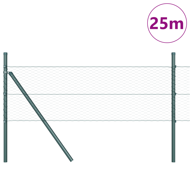 Zaunset Set aus 2 Waldgrün Pulverbeschichteter Stahl 25 x 0,5 m