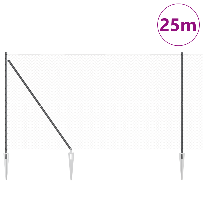Zaunset Set aus 2 Grau Stahl 25 x 1,5 m Faltbar Außenzaunset