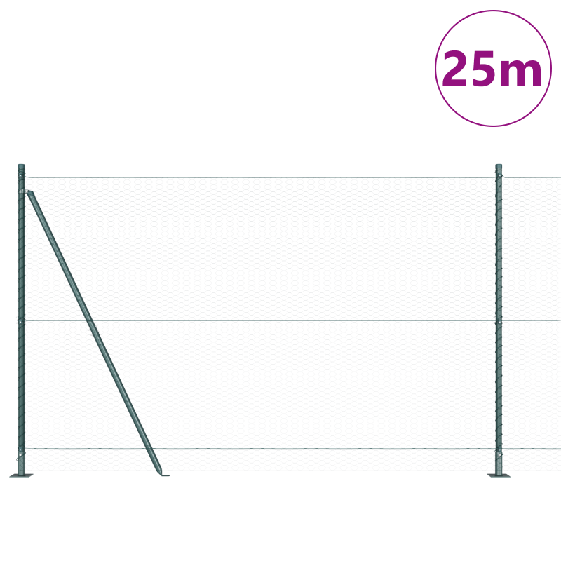 Zaun-Set Set aus 2 Grün Stahl, PVC 25 x 1,5 m Langlebig