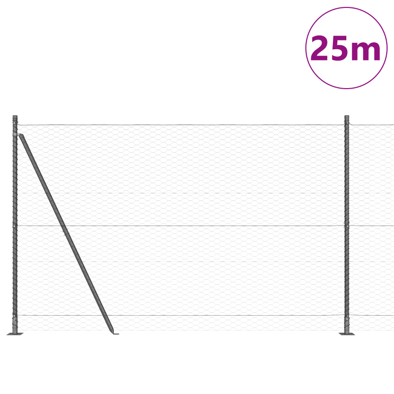 Sechseckzaun Grau 1,4x25 m Stahl