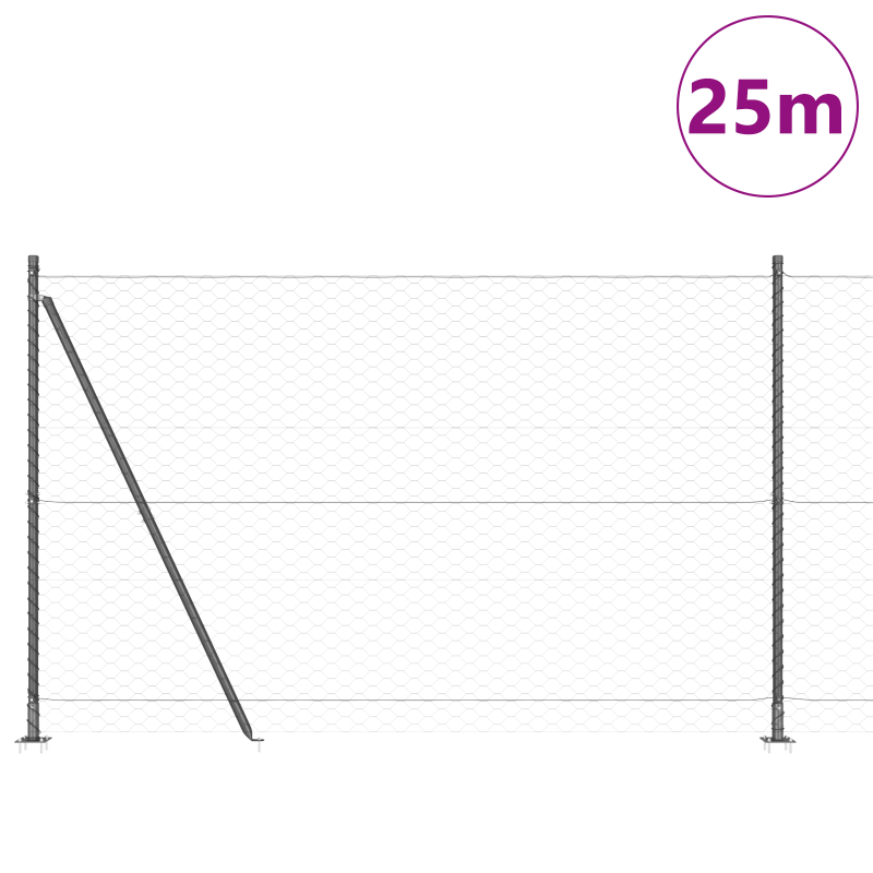 Zaunset Set aus 2 Grau Stahl 25 x 1,5 m Langlebig Zaunset