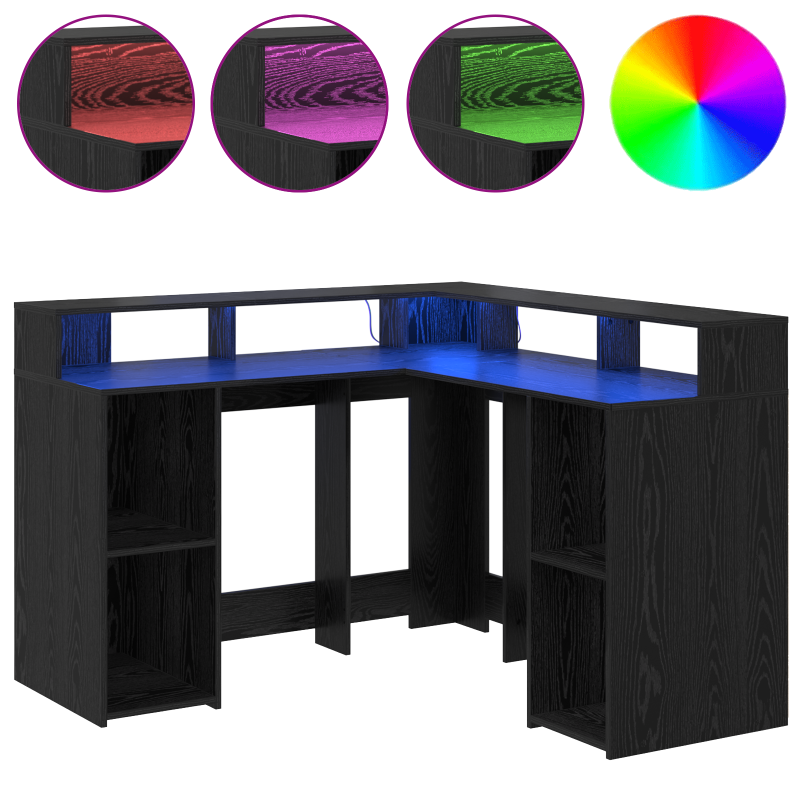 Schreibtisch Schwarz-Eiche 130x130x91 cm Holzwerkstoff