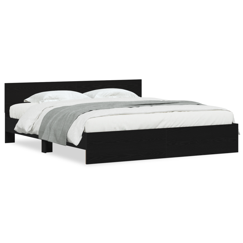 Bettgestell mit Kopfteil Schwarze Eiche 180x200 cm Engineered Wood