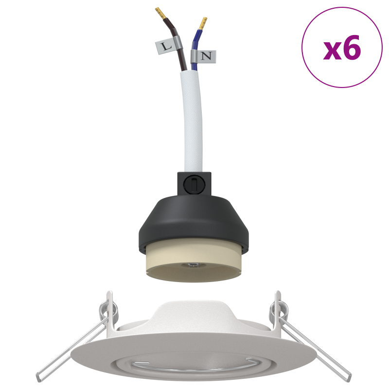 Eingebaute Spotlights 6 Stück Rund GU10 Weiß Ø90 mm Stahl