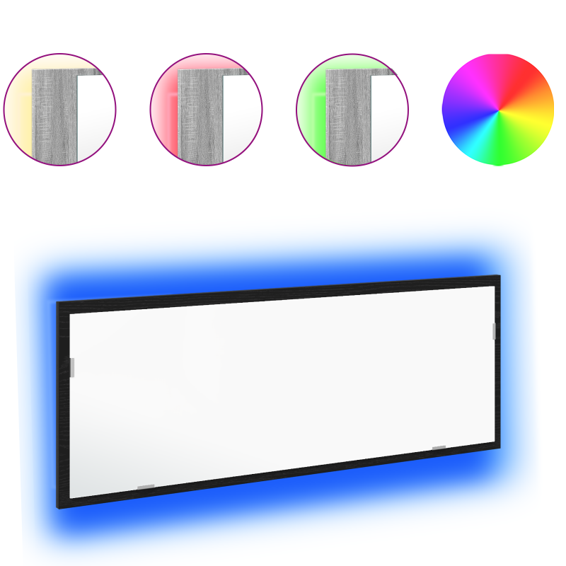 LED Badspiegel Schwarz Eiche 100x8,5x37 cm Ingenieurholz