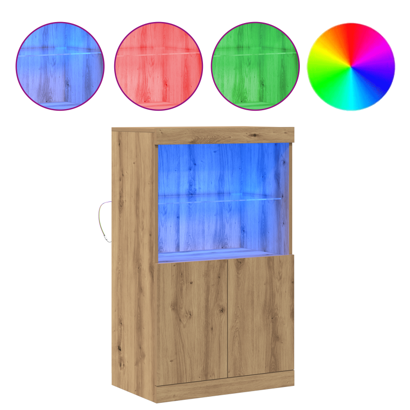 Sideboard mit LED-Lichtern Artisan Eiche 60x37x100 cm