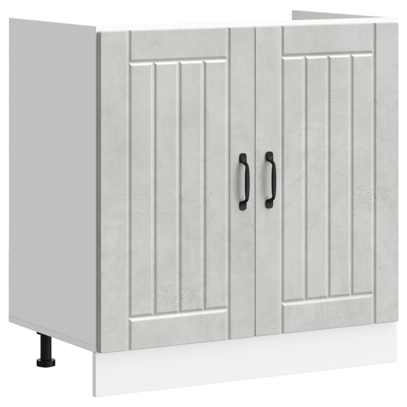 Küchenschrank Lucca mit Doppelwaschbecken in Beton Grau aus Holzwerkstoff