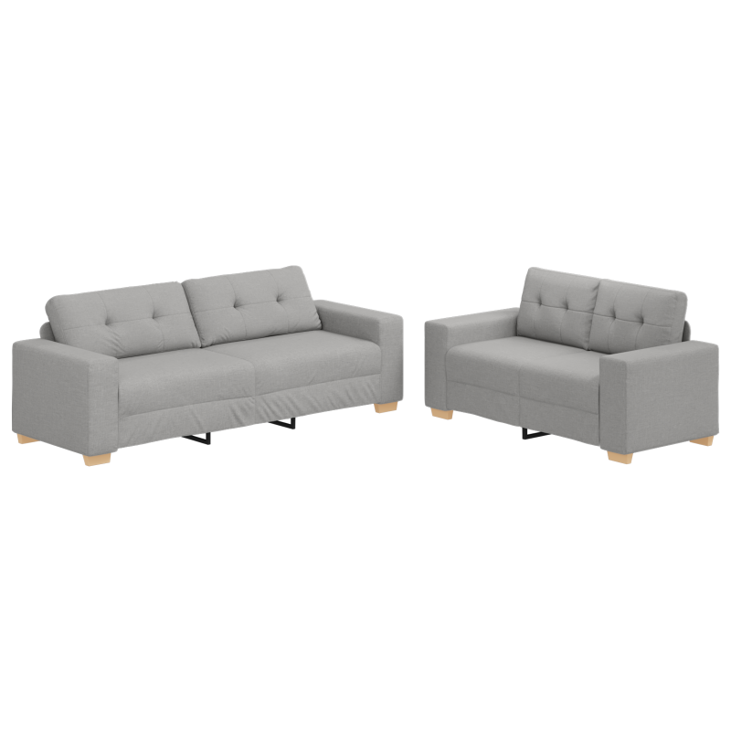 2-teiliges Sofa Set mit Polstern in Wolken-Grau-Stoff